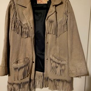 Leather fringe jacket